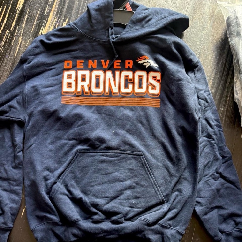 NFL Denver Broncos Navy Hoodie with Orange and White Logo